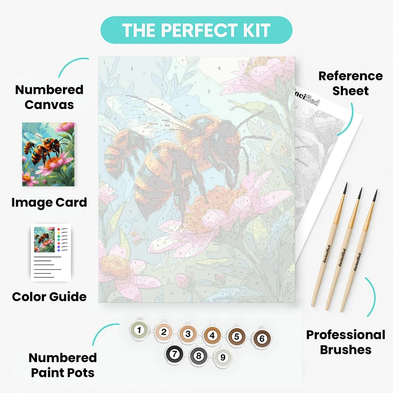 Vibrant Bee on Pink Flower - Paint by Numbers Kit