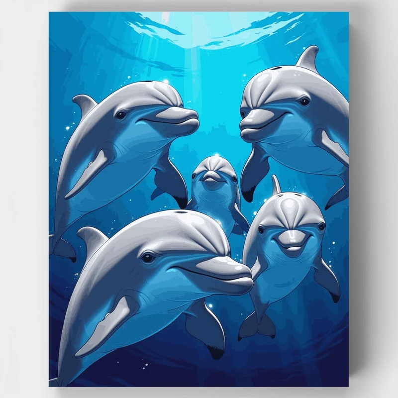 Dolphin Pod Underwater - Paint by Numbers Kit
