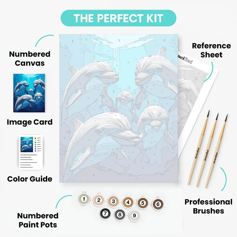 Dolphin Pod Underwater - Paint by Numbers Kit