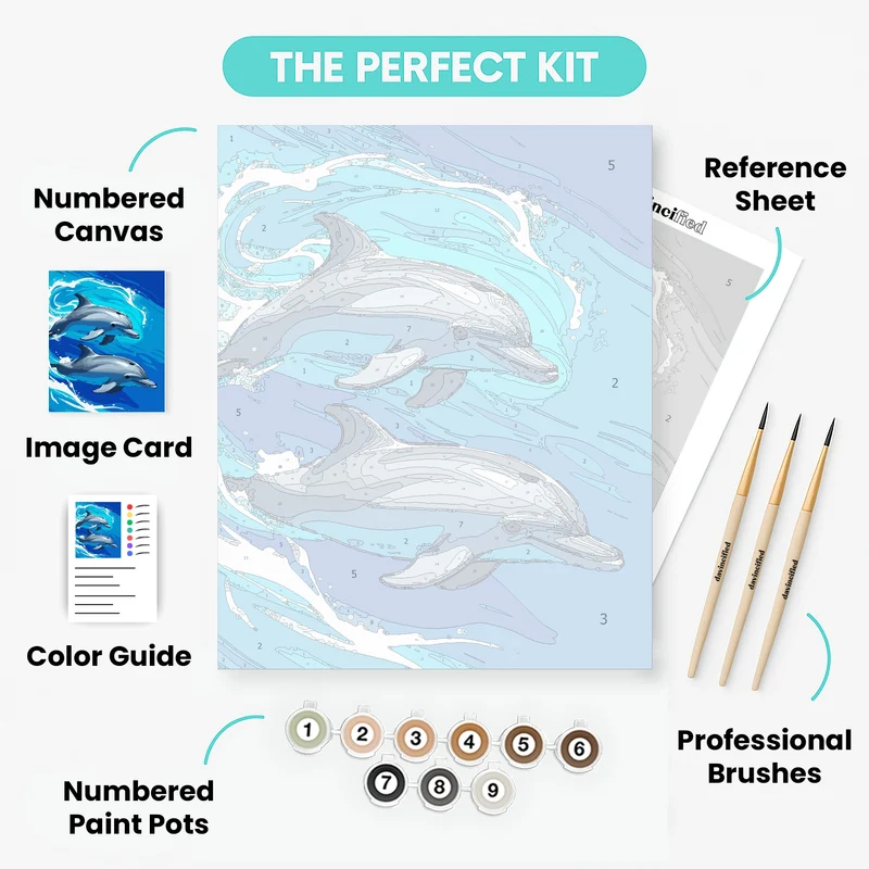 Dancing Dolphins in Ocean Waves - Paint by Numbers Kit