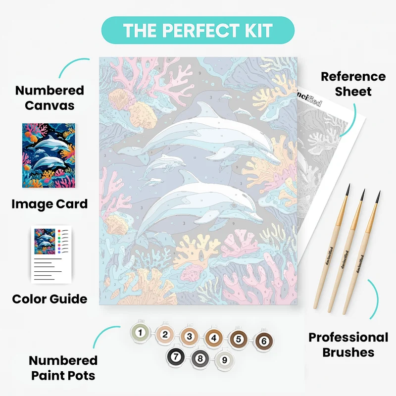Dolphins in Coral Reef - Paint by Numbers Kit