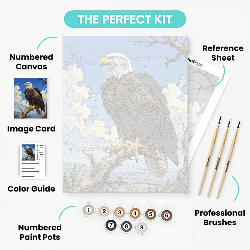 Majestic Bald Eagle on Branch - Paint by Numbers Kit