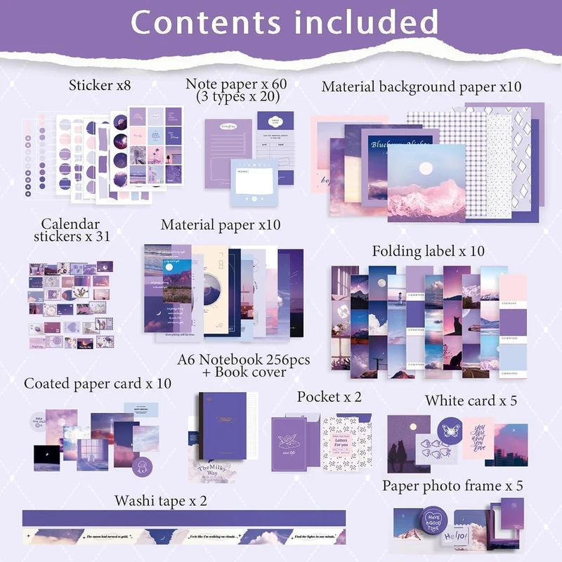 Scrapbooking Set 394 Teile – Tagebuch Zubehör DIY Bastelset