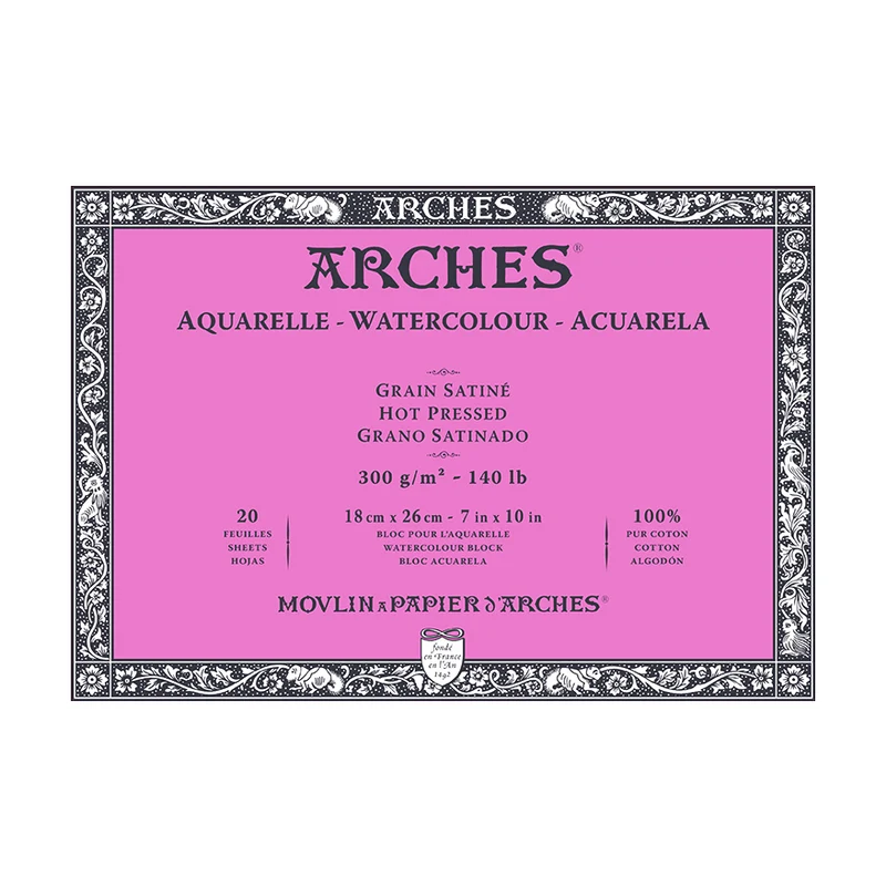Blocco per acquerello ARCHES HP bianco naturale 300 g/m² – 20 fogli