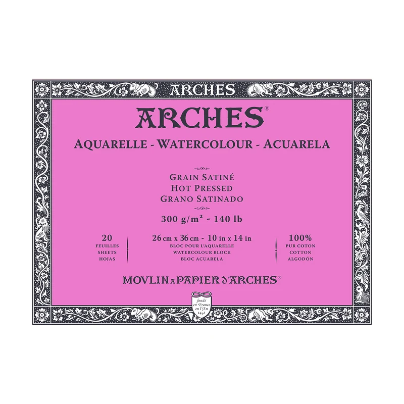 ARCHES Aquarellblock satiniert Naturweiß 300 g/m² – 20 Blatt
