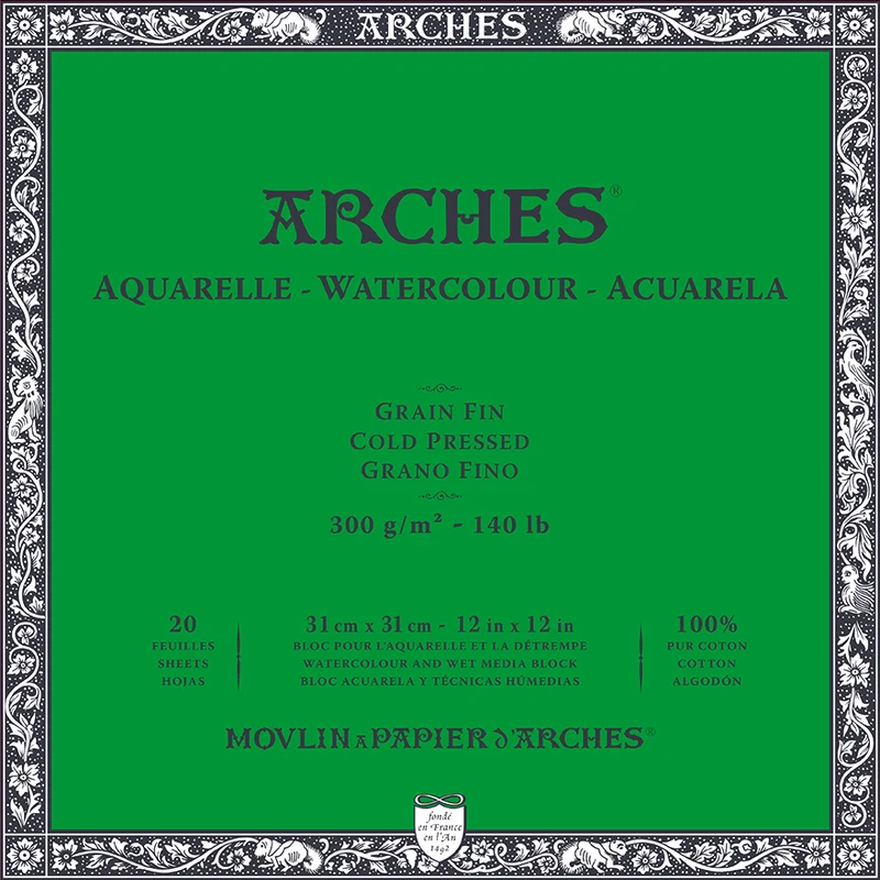 Aquarellblock ARCHES CP Naturweiß 300 g/m² – 20 Blatt