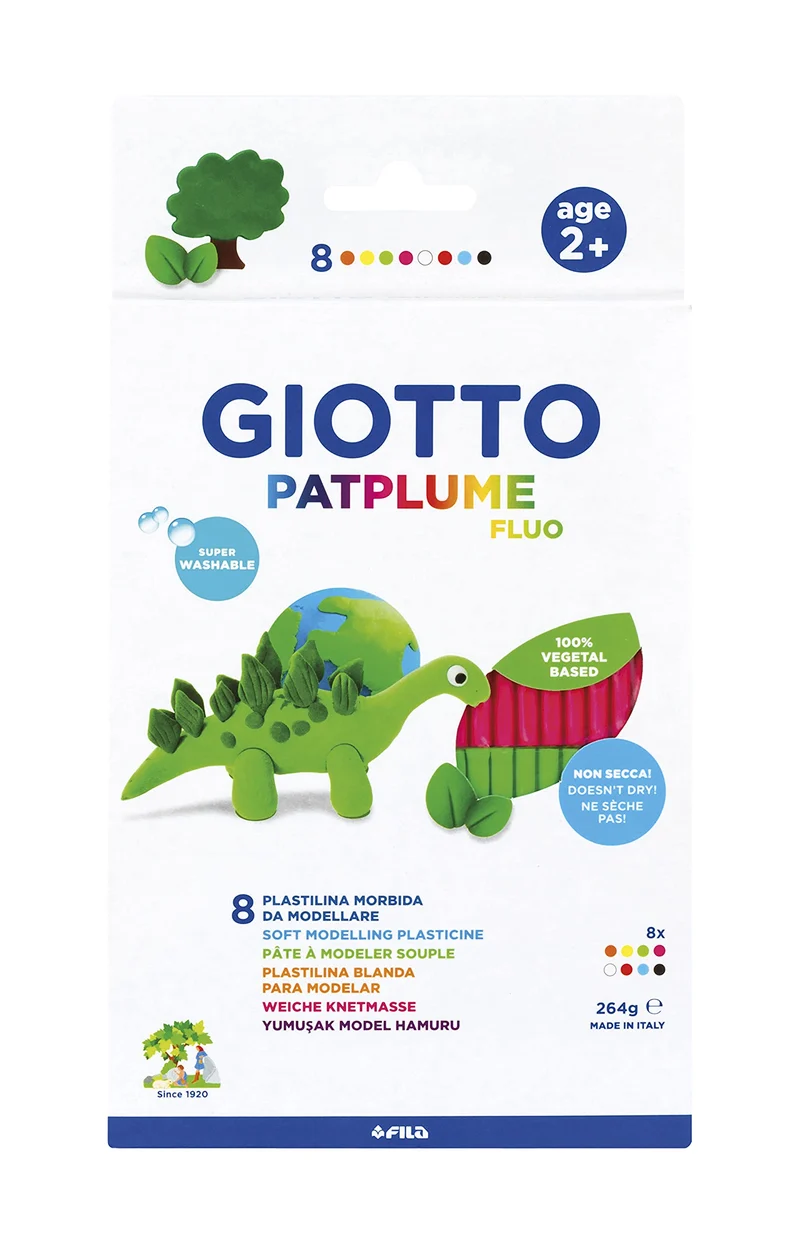 Plastelin GIOTTO Patplume neonske barve 8 x 33 g