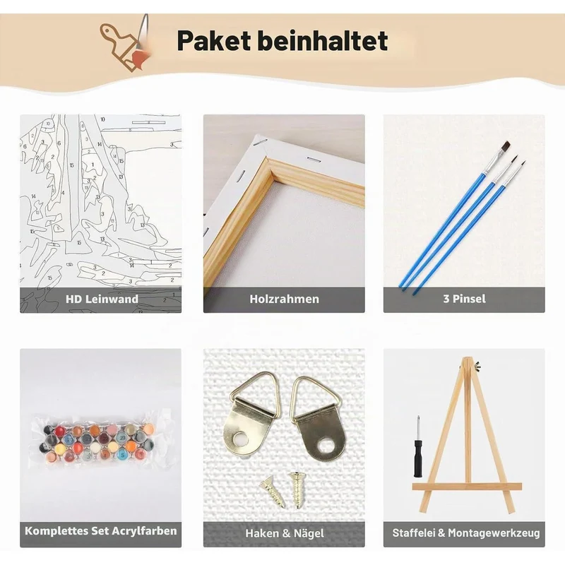 Malen nach Zahlen Landschaft mit Rahmen – DIY Ölgemälde Set