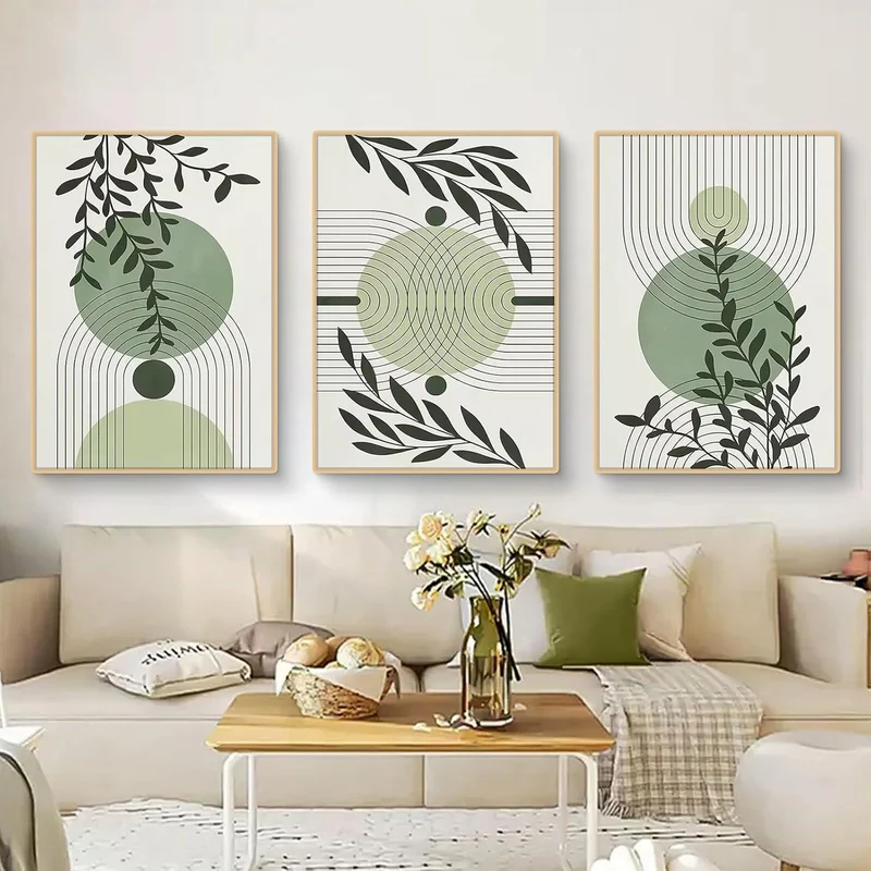 3er Set Boho Poster Grün Pflanzen Wandbilder Wohnzimmer Schlafzimmer