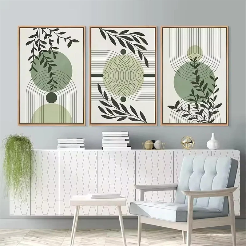 3er Set Boho Poster Grün Pflanzen Wandbilder Wohnzimmer Schlafzimmer