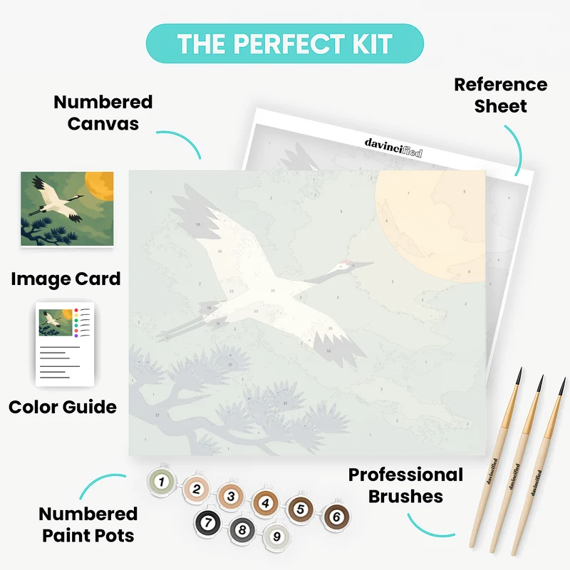 Crane Over Mustard Moon - Paint by Numbers Kit