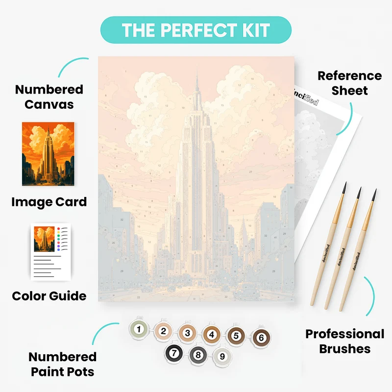 Art Deco Empire State Building Sunset - Paint by Numbers Kit