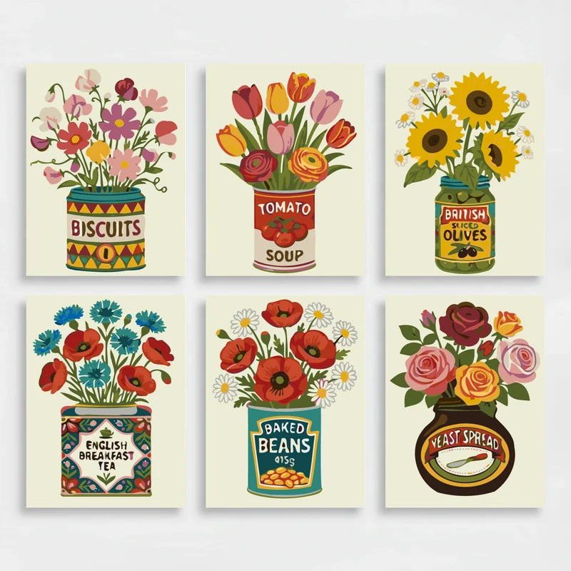 British Pantry Florals - Mini Paint by Numbers Set