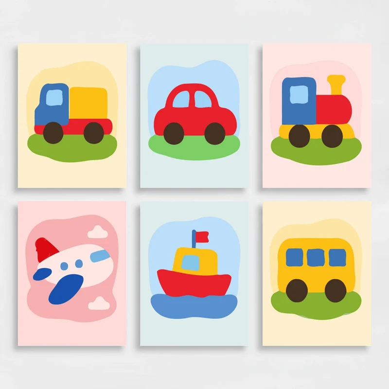 Vehicles & Transport - Mini Paint by Numbers Set