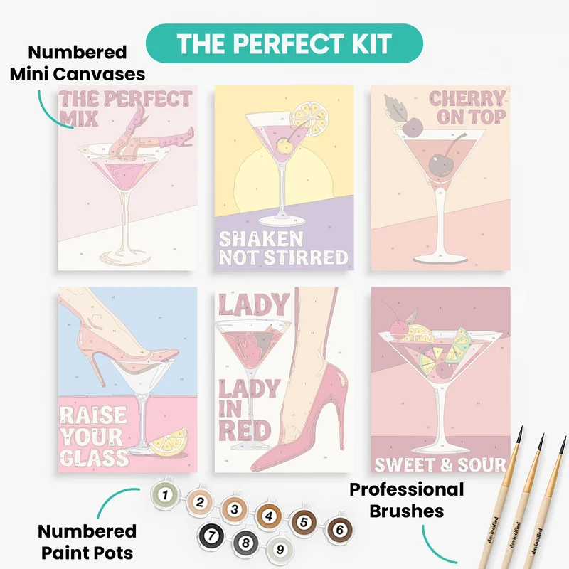 Cocktail Night Glam - Mini Paint by Numbers Set