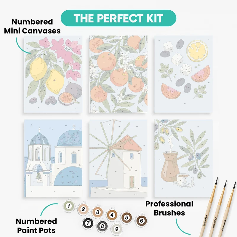 Greek Mediterranean Charm - Mini Paint by Numbers Set
