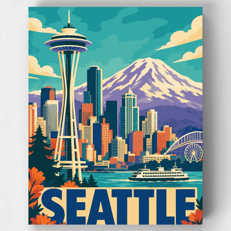 Space Needle Skyline - Paint by Numbers Kit