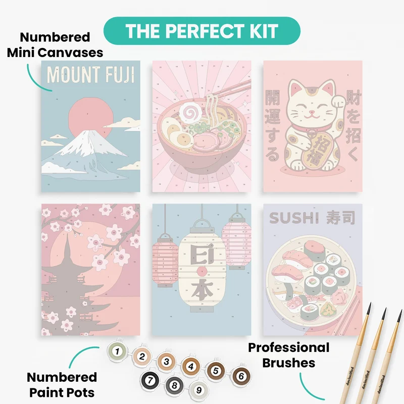 Japan Icons - Mini Paint by Numbers Set