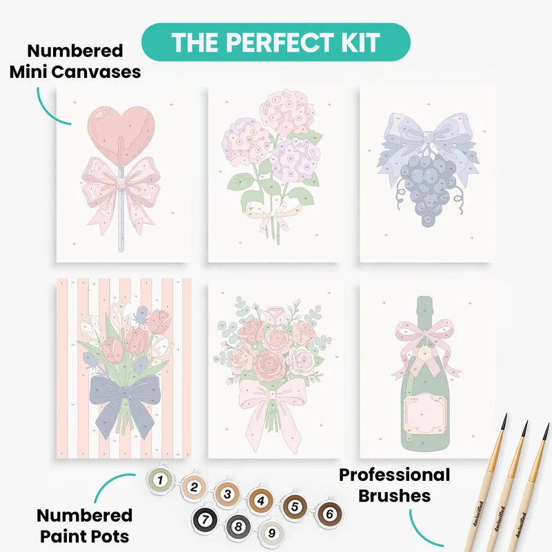 Blooms, Bows & Bubbly - Mini Paint by Numbers Set