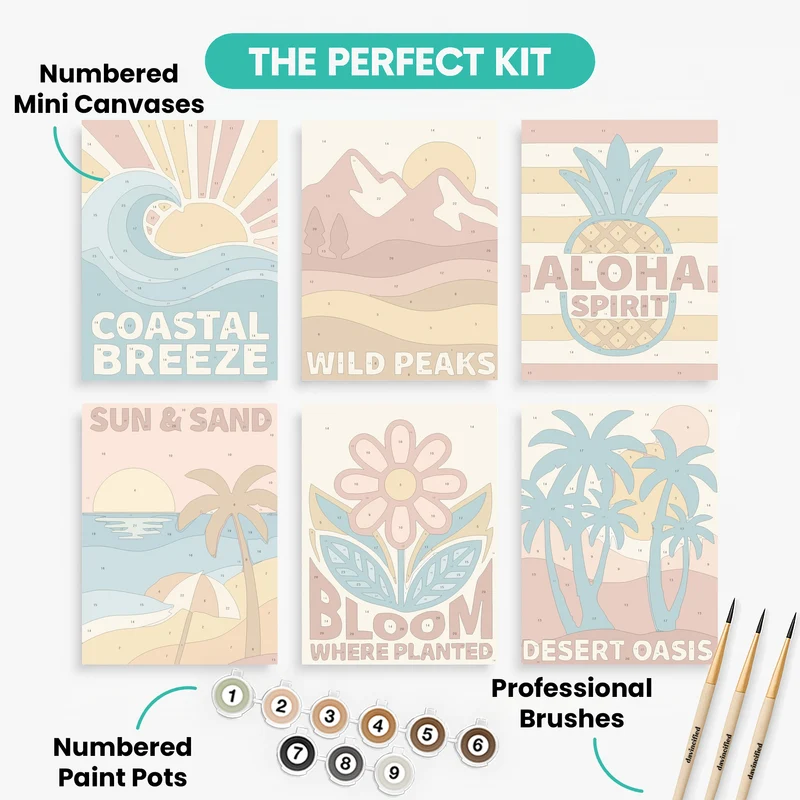 Coastal Dreams & Desert Blooms - Mini Paint by Numbers Set