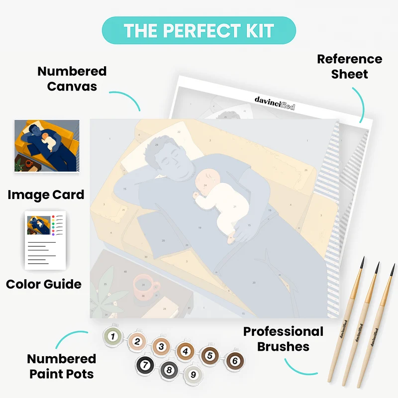 Sleeping Dad and Baby - Paint by Numbers Kit