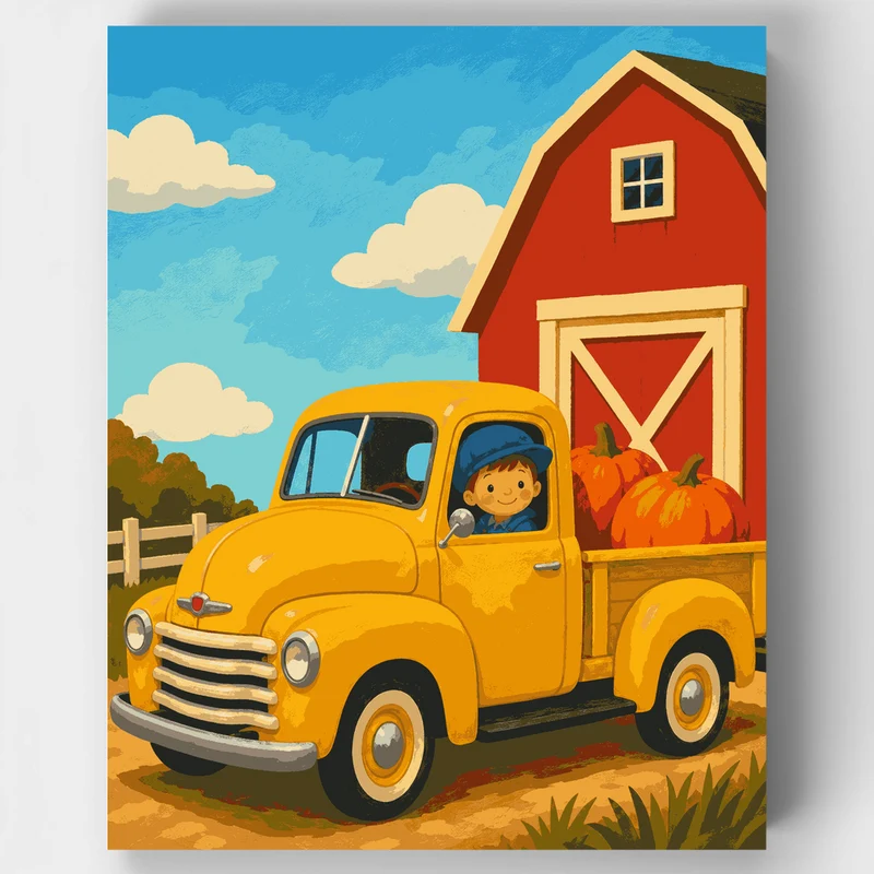 Farm Pumpkin Harvest Truck - Paint by Numbers Kit