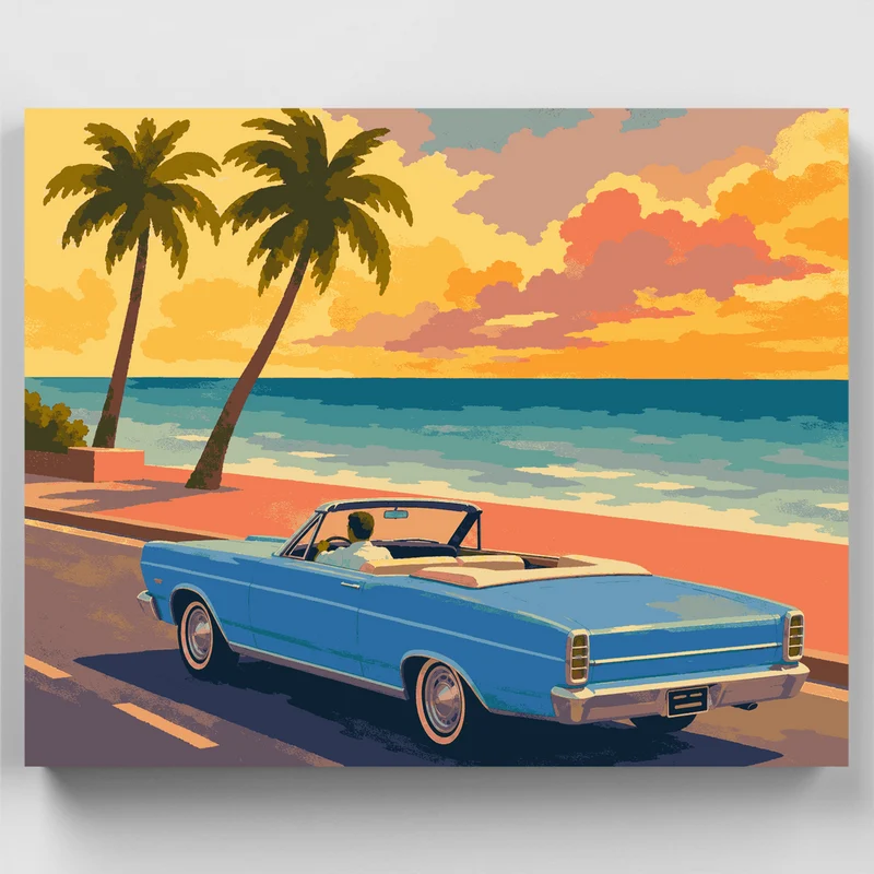 Sunset Cruise Convertible - Paint by Numbers Kit