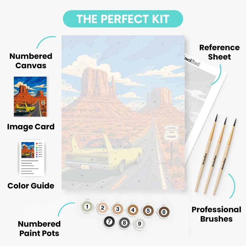 Desert Road Muscle Car - Paint by Numbers Kit