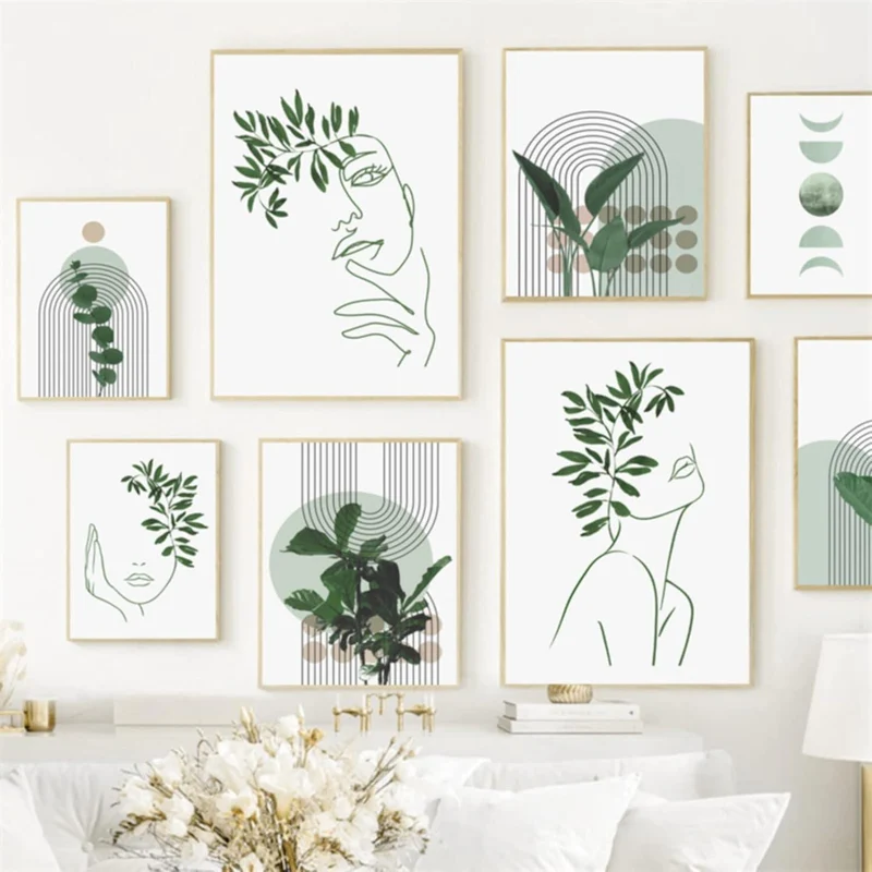 Boho Poster Set 3er-Set Grünpflanzen Wandbilder Modern
