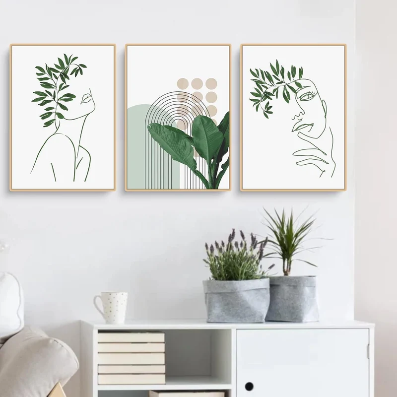 Boho Poster Set 3er-Set Grünpflanzen Wandbilder Modern