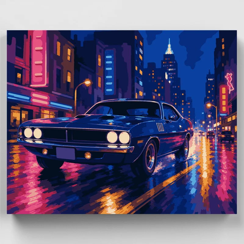 Neon City Muscle Car - Paint by Numbers Kit
