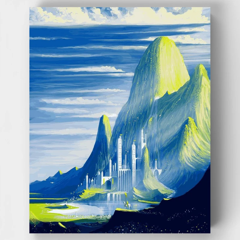 "Mountain Castle Lake Fantasy" Paint by Numbers Kit