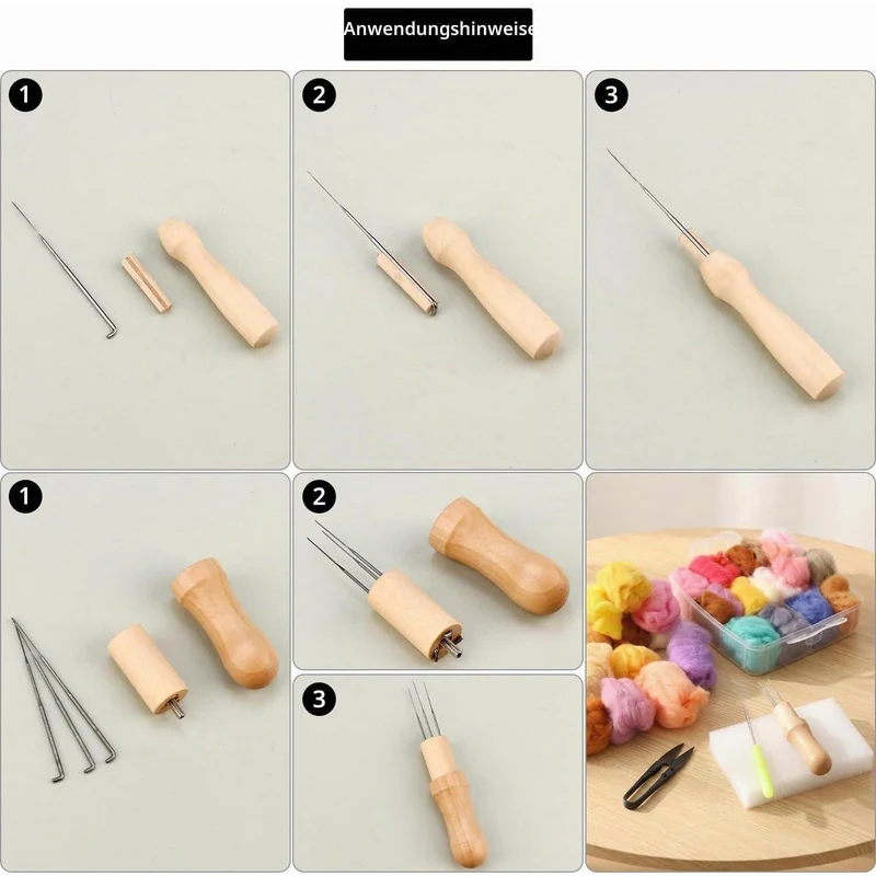 Filzset mit 72 Farben & Zubehör für Tierfiguren & Handarbeiten