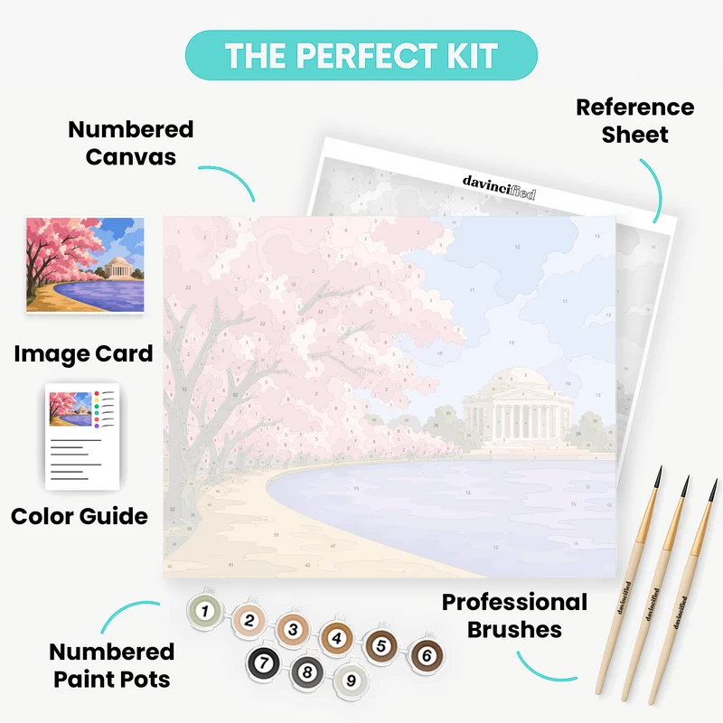 Washington DC Tidal Basin in Spring - Paint by Numbers Kit
