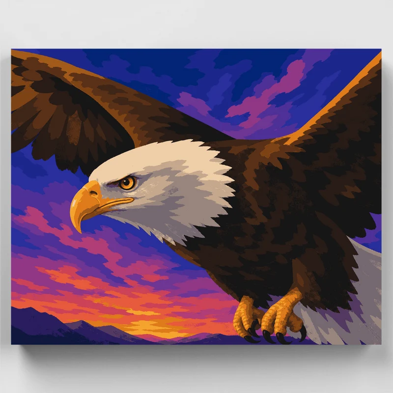 Majestic Bald Eagle in Flight - Paint by Numbers Kit