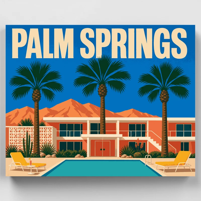 Palm Springs Retro Poolside Retreat - Paint by Numbers Kit