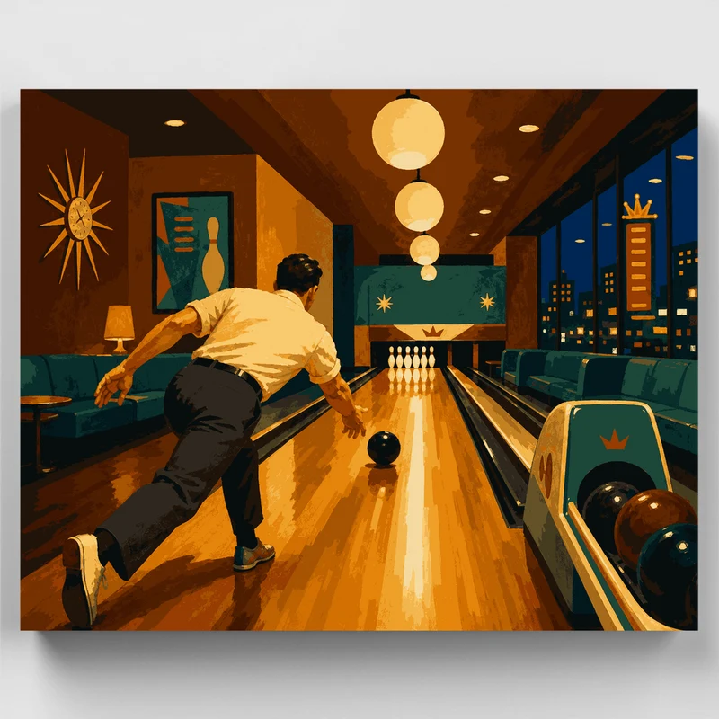 Mid-Century Bowling Night - Paint by Numbers Kit