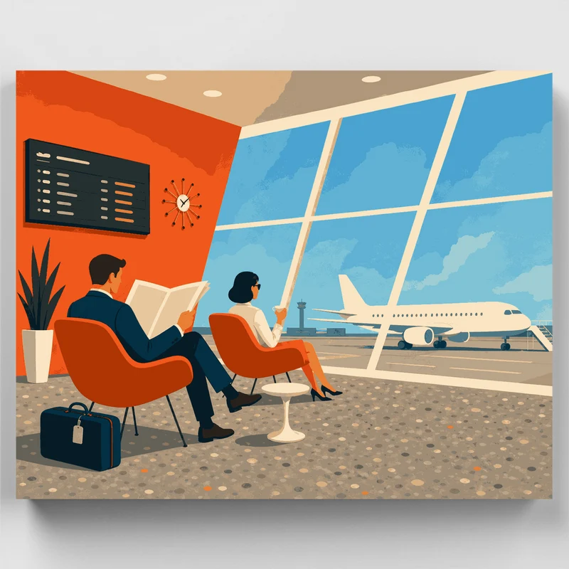 Mid-Century Airport Lounge - Paint by Numbers Kit