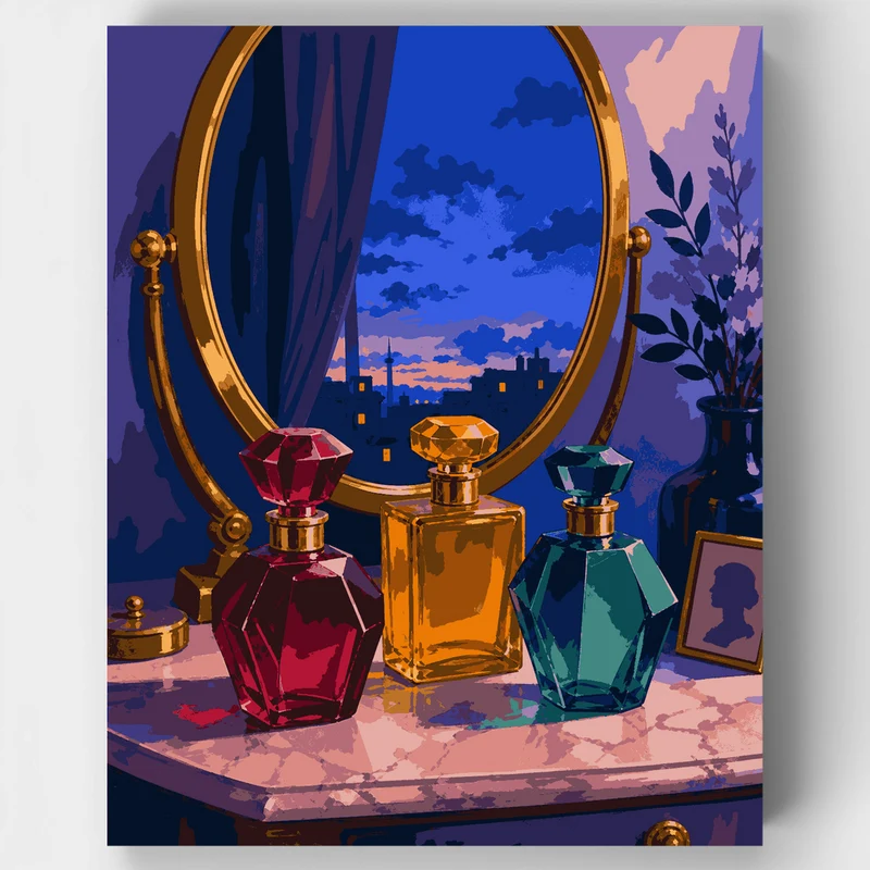Mid-Century Vintage Perfume Vanity - Paint by Numbers Kit