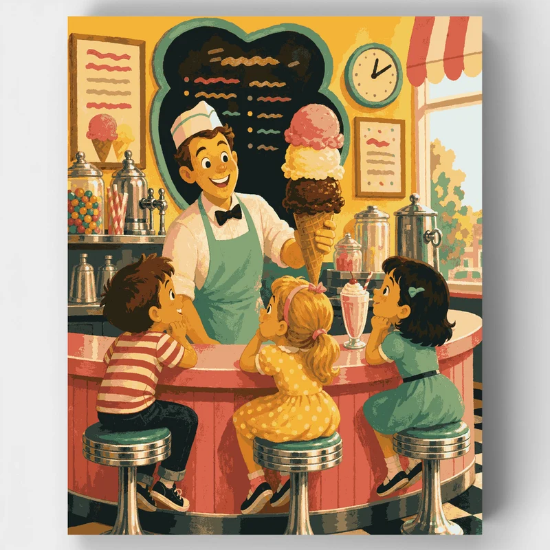 Soda Shop Sweethearts - Paint by Numbers Kit
