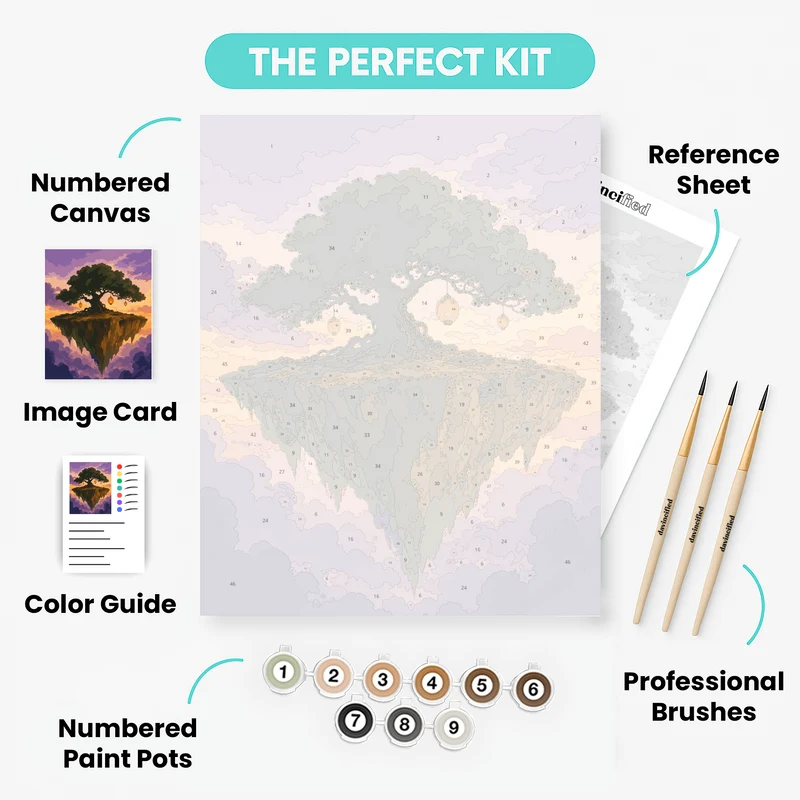 Floating Island Tree of Lanterns - Paint by Numbers Kit