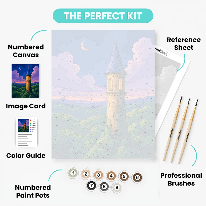 Enchanted Tower at Twilight - Paint by Numbers Kit
