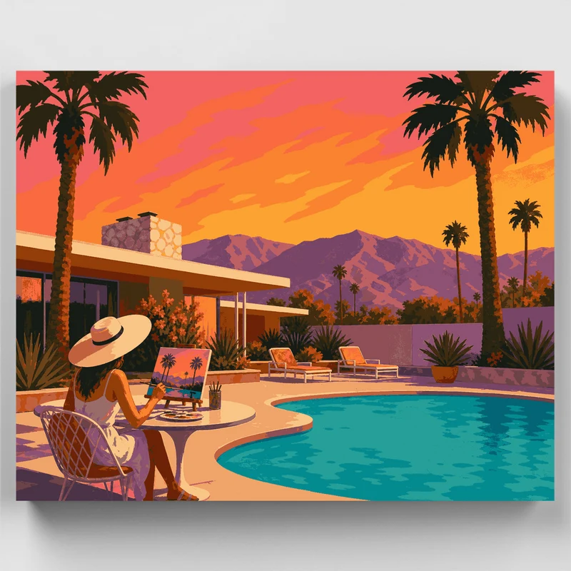 Palm Springs Poolside Painter - Paint by Numbers Kit