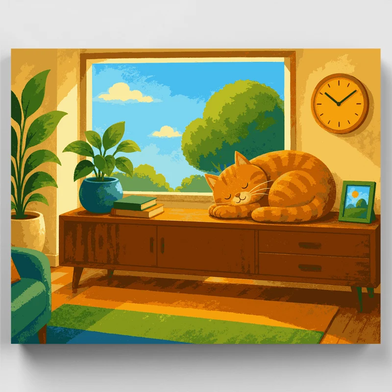 Cozy Cat Nap - Paint by Numbers Kit