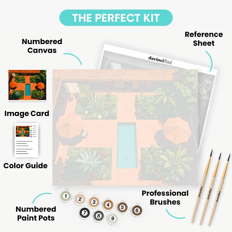 Mid-Century Modern Courtyard Oasis - Paint by Numbers Kit