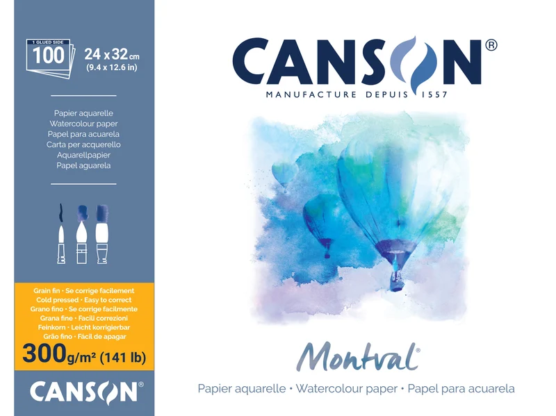 Canson Montval Aquarellblock CP 300 g/m² – 100 Blatt, 24 × 32 cm