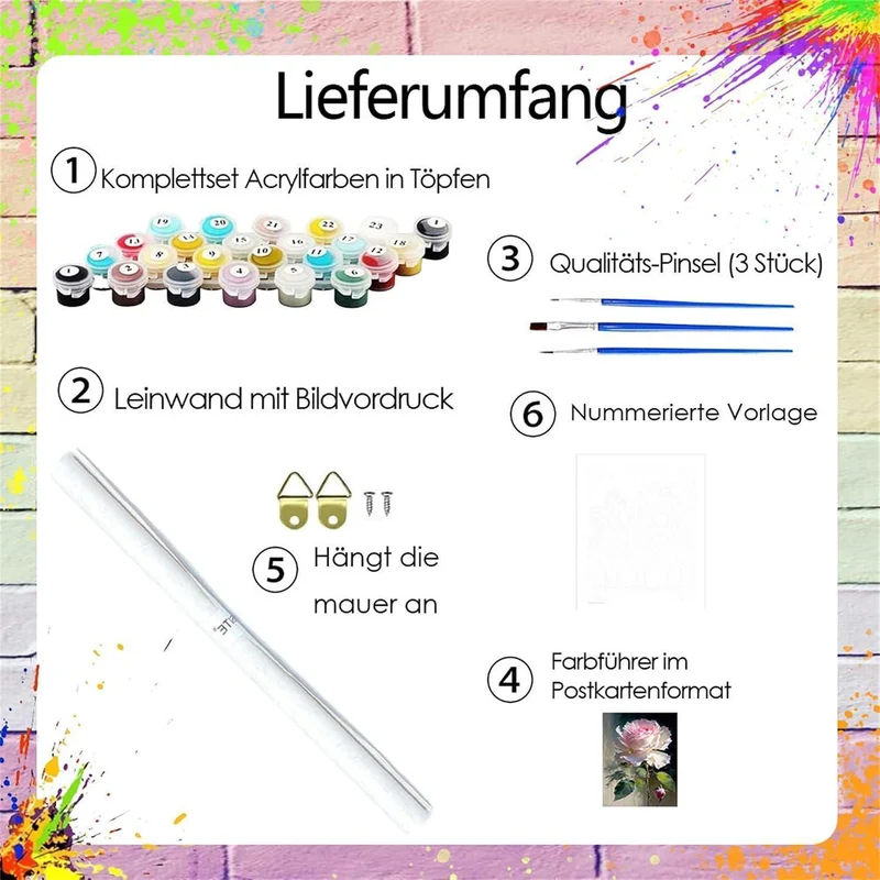 Malen nach Zahlen Erwachsene - Rose Motiv zum Selbermalen