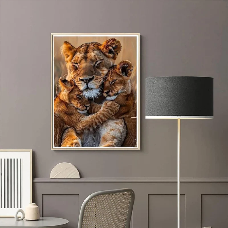 Malen nach Zahlen Erwachsene - Tiger Mutter & Junges
