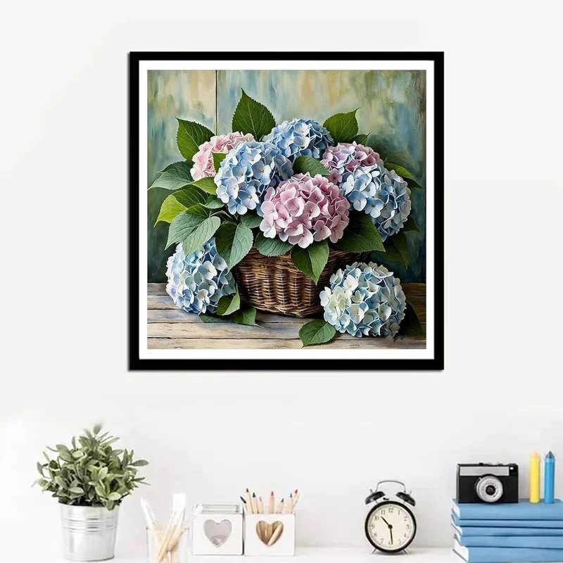 Malen nach Zahlen Erwachsene - Blumenkorb mit Hortensie