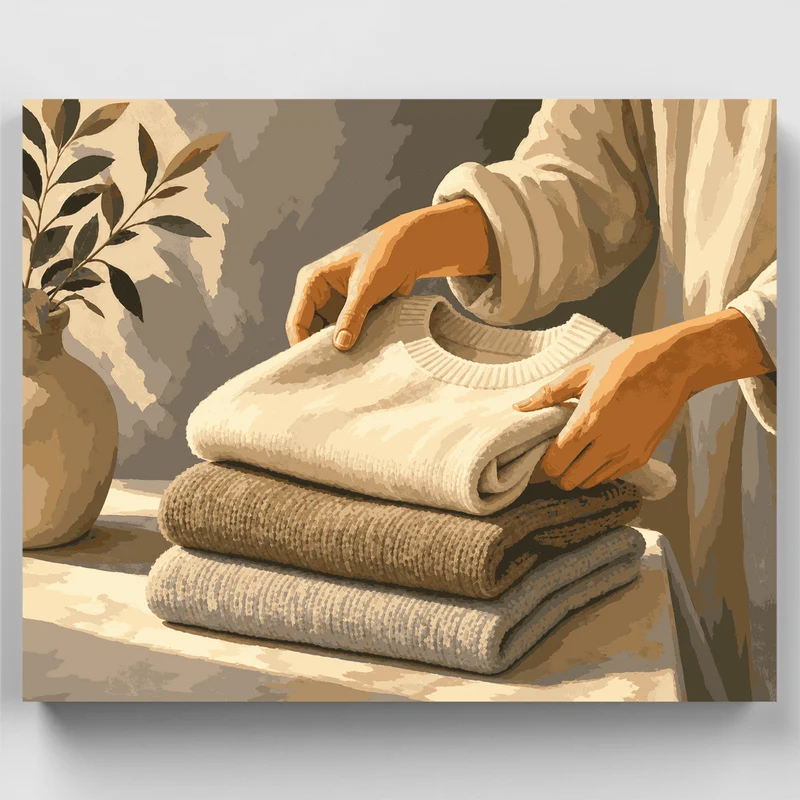 Folding Cozy Sweaters - Paint by Numbers Kit